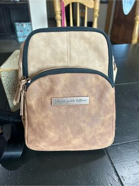 Petunia Pickle Bottom Tan and Beige Criss cross  Belt /backpack Bag